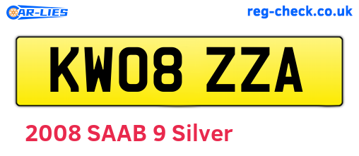 KW08ZZA are the vehicle registration plates.