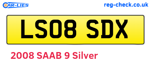 LS08SDX are the vehicle registration plates.