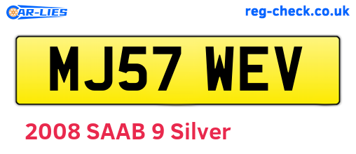 MJ57WEV are the vehicle registration plates.