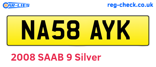 NA58AYK are the vehicle registration plates.