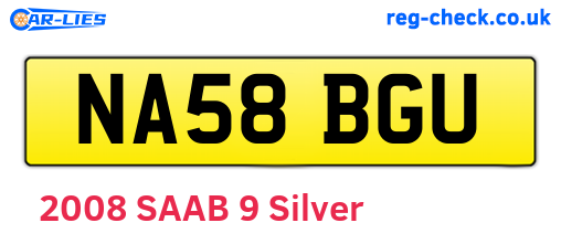 NA58BGU are the vehicle registration plates.