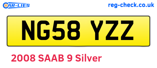 NG58YZZ are the vehicle registration plates.