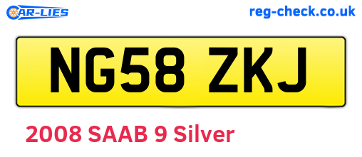 NG58ZKJ are the vehicle registration plates.