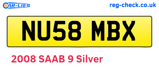 NU58MBX are the vehicle registration plates.