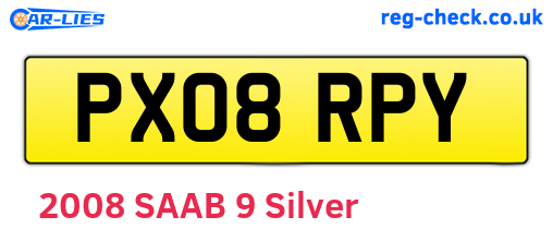 PX08RPY are the vehicle registration plates.