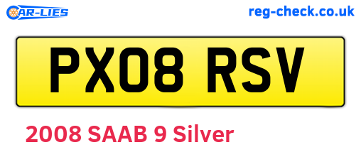 PX08RSV are the vehicle registration plates.