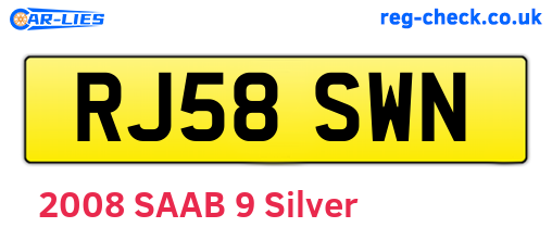 RJ58SWN are the vehicle registration plates.