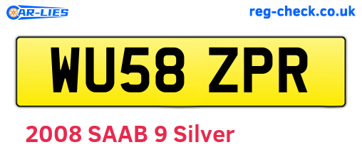 WU58ZPR are the vehicle registration plates.