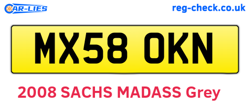 MX58OKN are the vehicle registration plates.