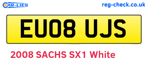 EU08UJS are the vehicle registration plates.