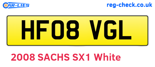 HF08VGL are the vehicle registration plates.