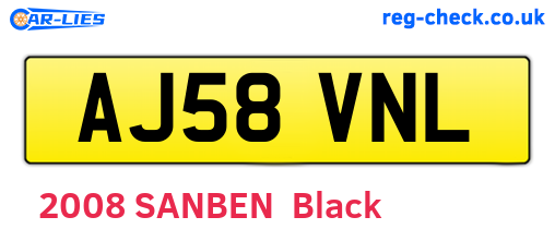 AJ58VNL are the vehicle registration plates.