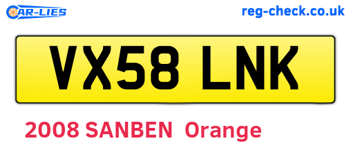 VX58LNK are the vehicle registration plates.