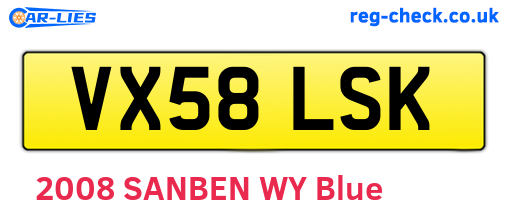 VX58LSK are the vehicle registration plates.