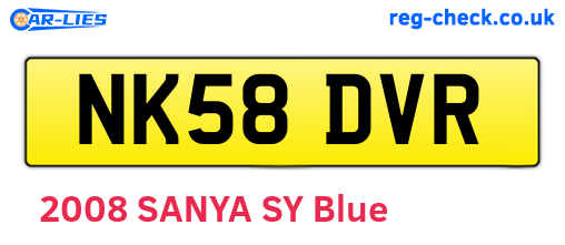 NK58DVR are the vehicle registration plates.