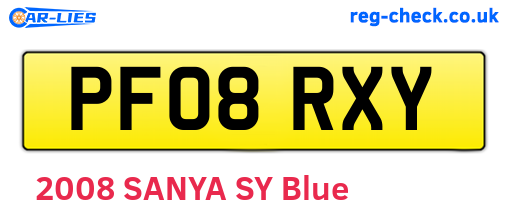 PF08RXY are the vehicle registration plates.
