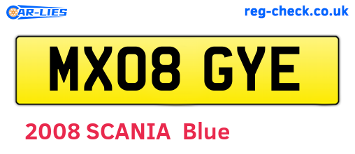 MX08GYE are the vehicle registration plates.
