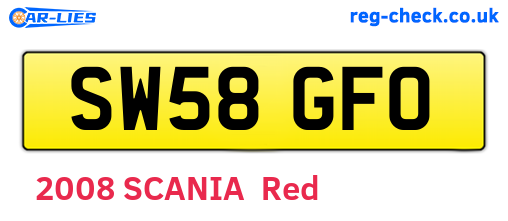 SW58GFO are the vehicle registration plates.