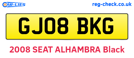 GJ08BKG are the vehicle registration plates.