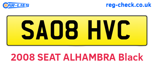 SA08HVC are the vehicle registration plates.