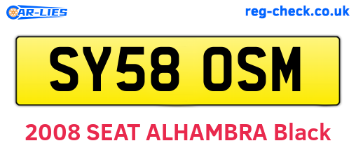 SY58OSM are the vehicle registration plates.