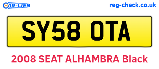 SY58OTA are the vehicle registration plates.