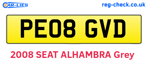 PE08GVD are the vehicle registration plates.