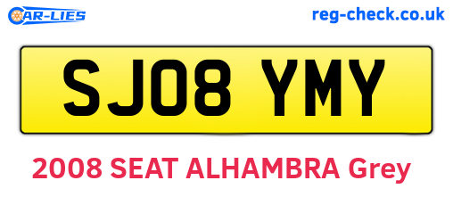 SJ08YMY are the vehicle registration plates.