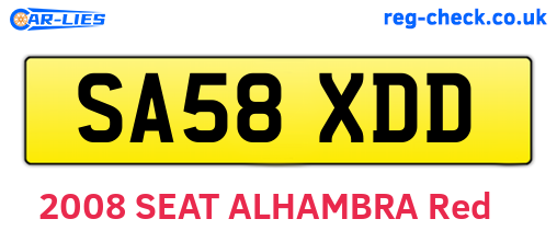 SA58XDD are the vehicle registration plates.