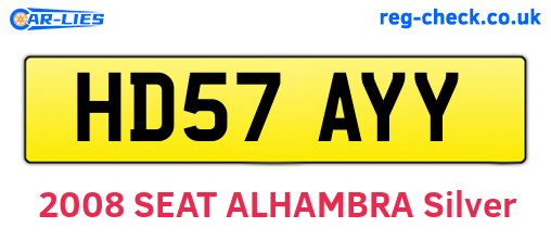 HD57AYY are the vehicle registration plates.