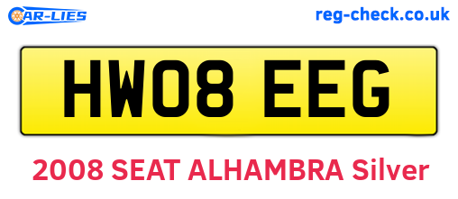 HW08EEG are the vehicle registration plates.