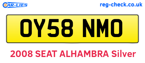 OY58NMO are the vehicle registration plates.