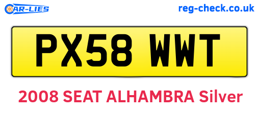 PX58WWT are the vehicle registration plates.
