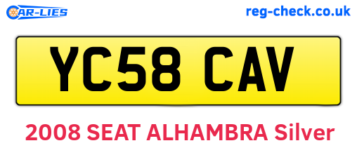 YC58CAV are the vehicle registration plates.