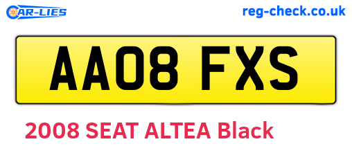 AA08FXS are the vehicle registration plates.