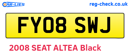 FY08SWJ are the vehicle registration plates.