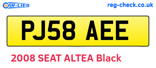 PJ58AEE are the vehicle registration plates.