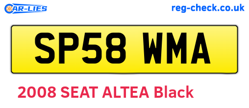 SP58WMA are the vehicle registration plates.