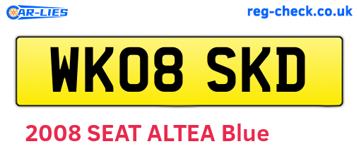 WK08SKD are the vehicle registration plates.