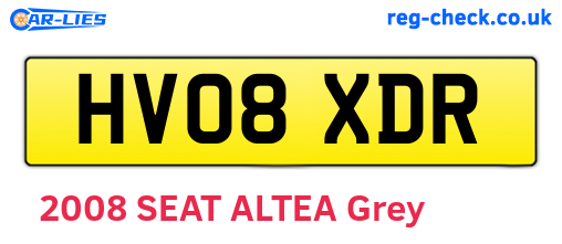 HV08XDR are the vehicle registration plates.