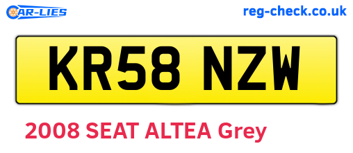 KR58NZW are the vehicle registration plates.