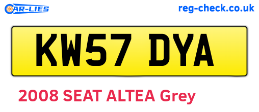 KW57DYA are the vehicle registration plates.