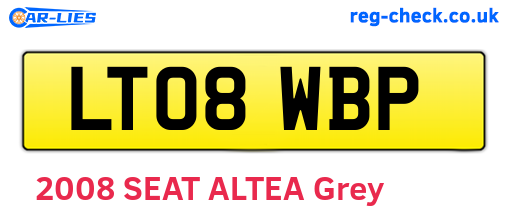 LT08WBP are the vehicle registration plates.