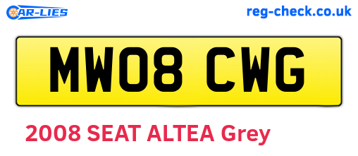 MW08CWG are the vehicle registration plates.