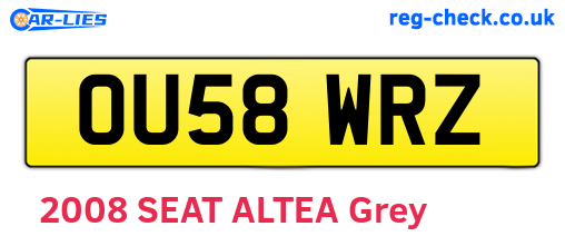 OU58WRZ are the vehicle registration plates.