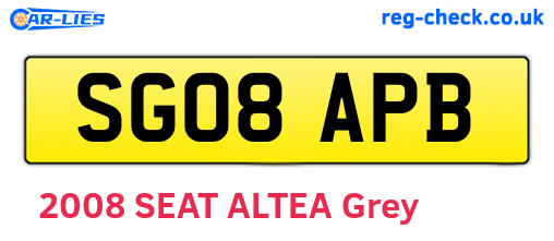 SG08APB are the vehicle registration plates.
