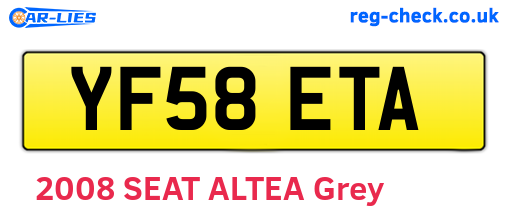 YF58ETA are the vehicle registration plates.