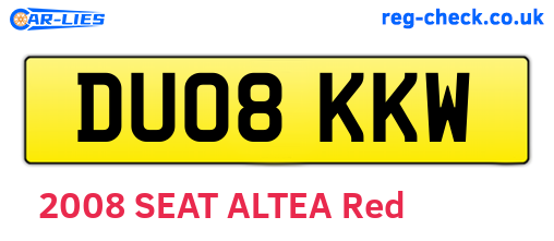 DU08KKW are the vehicle registration plates.