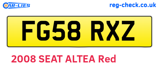 FG58RXZ are the vehicle registration plates.