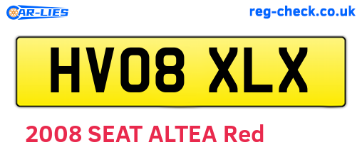 HV08XLX are the vehicle registration plates.